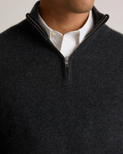 Mongolian Cashmere Quarter Zip Sweater - S / Olive Twist
