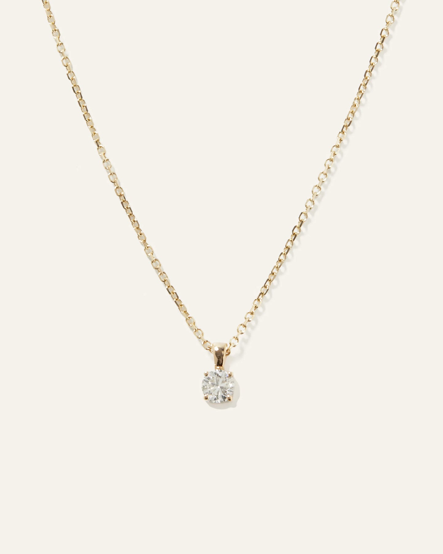 14k Gold Natural Diamond Solitaire Necklace - One Size / Yellow Gold