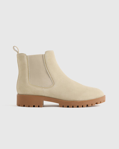 Italian Suede Lug Sole Chelsea Boot - 5 / Almond Suede