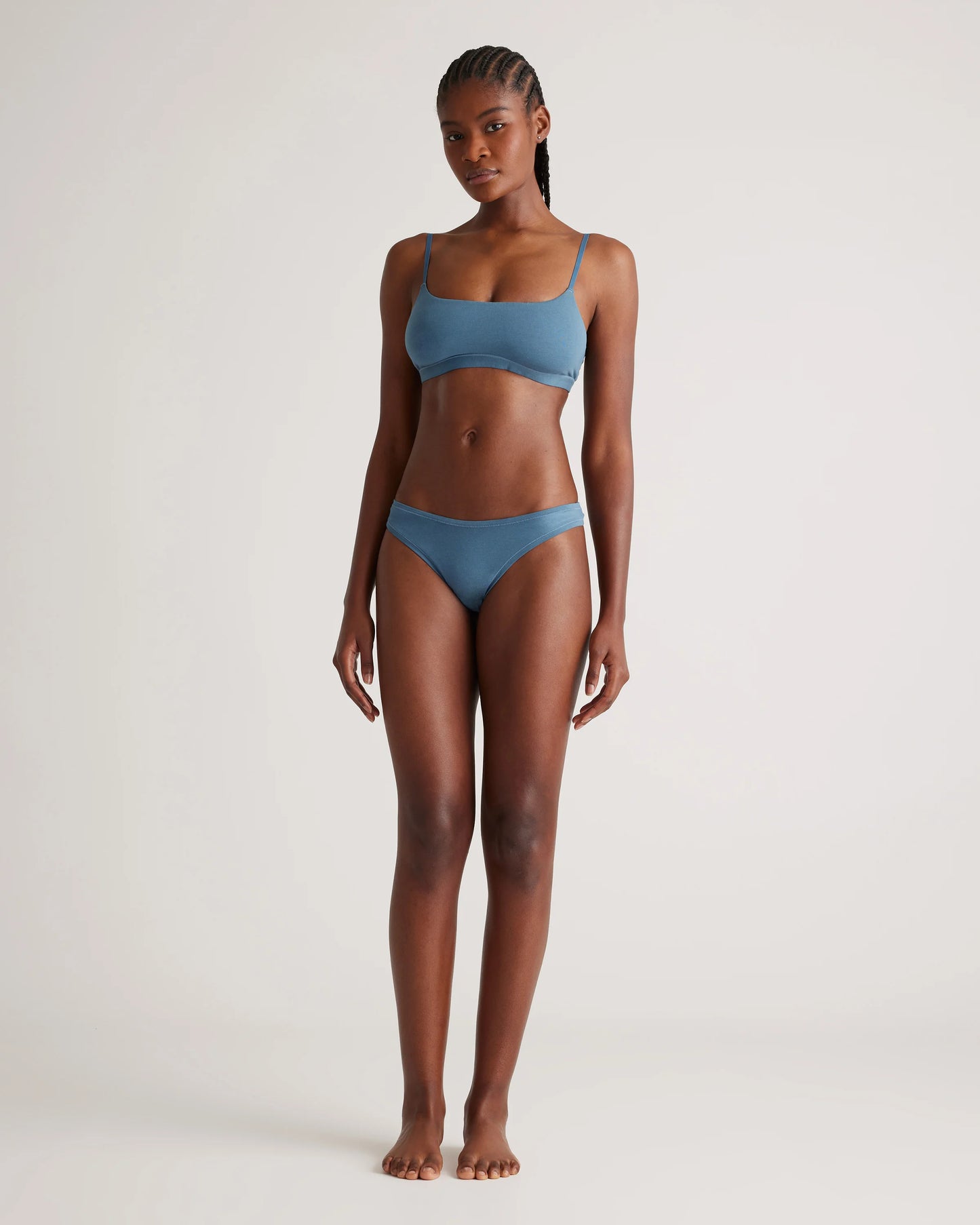Organic Cotton High-Cut Thong (6-pack) - XS / Black/Soft White/Ocean