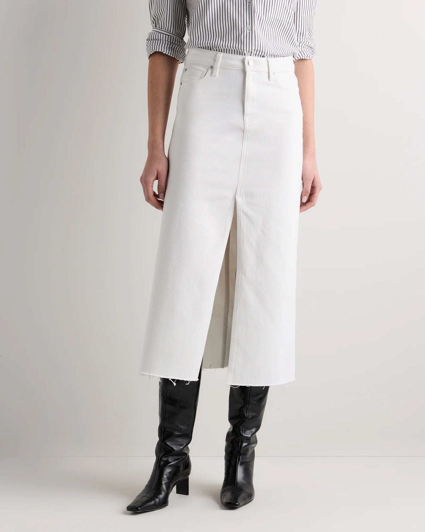 Stretch Denim 5-Pocket Midi Skirt - 24 / Obsidian Blue