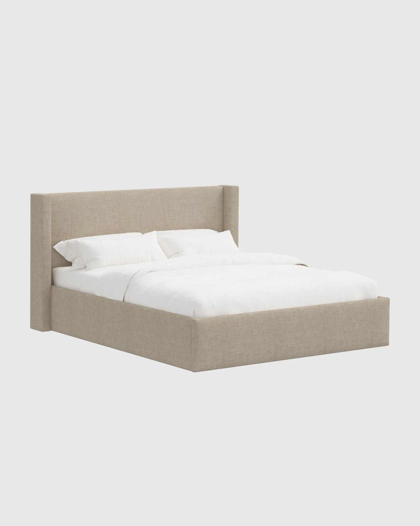 100% Linen Wingback Bed - Full / Canvas