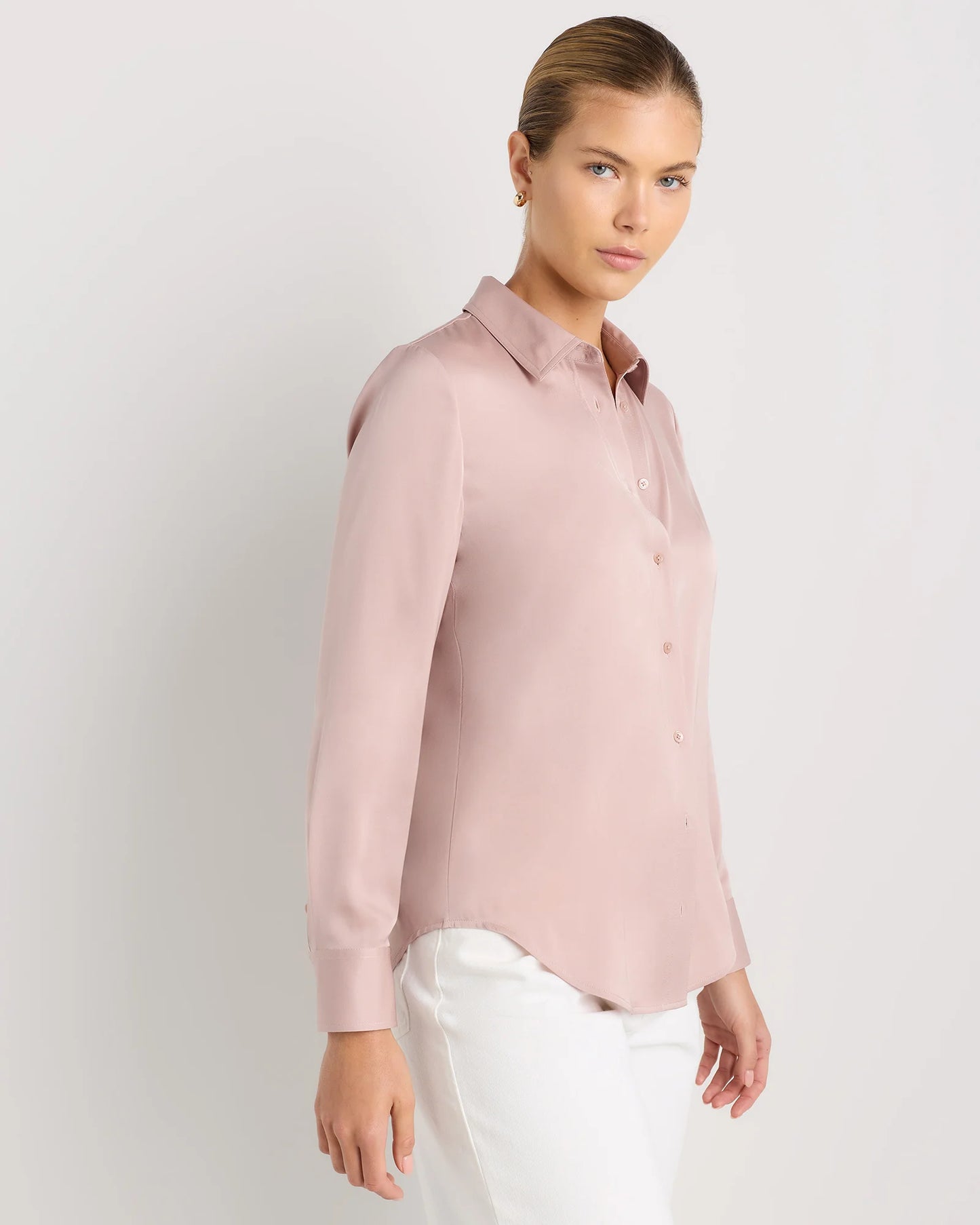 Washable Stretch Silk Blouse - XS / Moonstone Blue