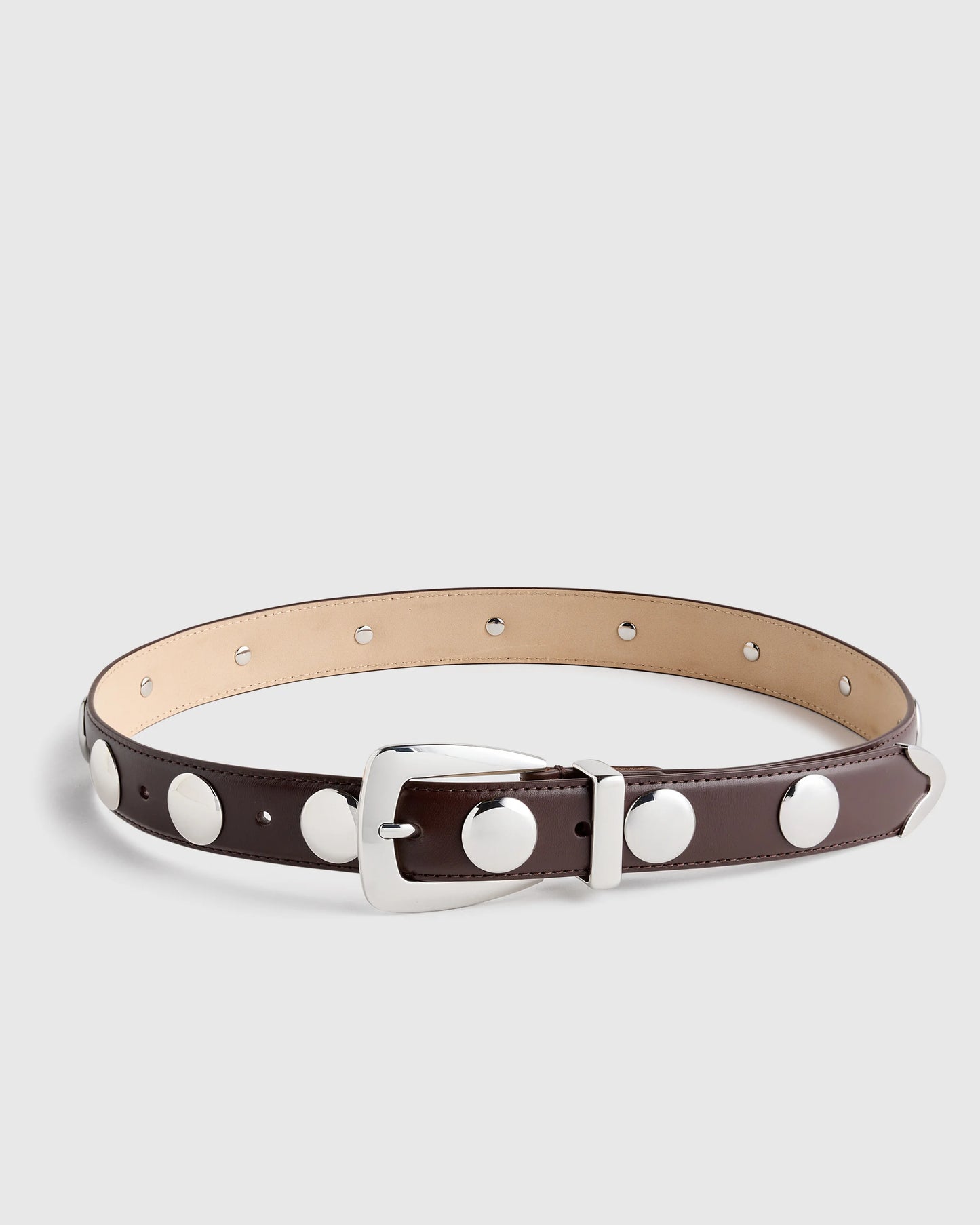 Alyssa European Leather Studded Belt - XS / Black/Silver