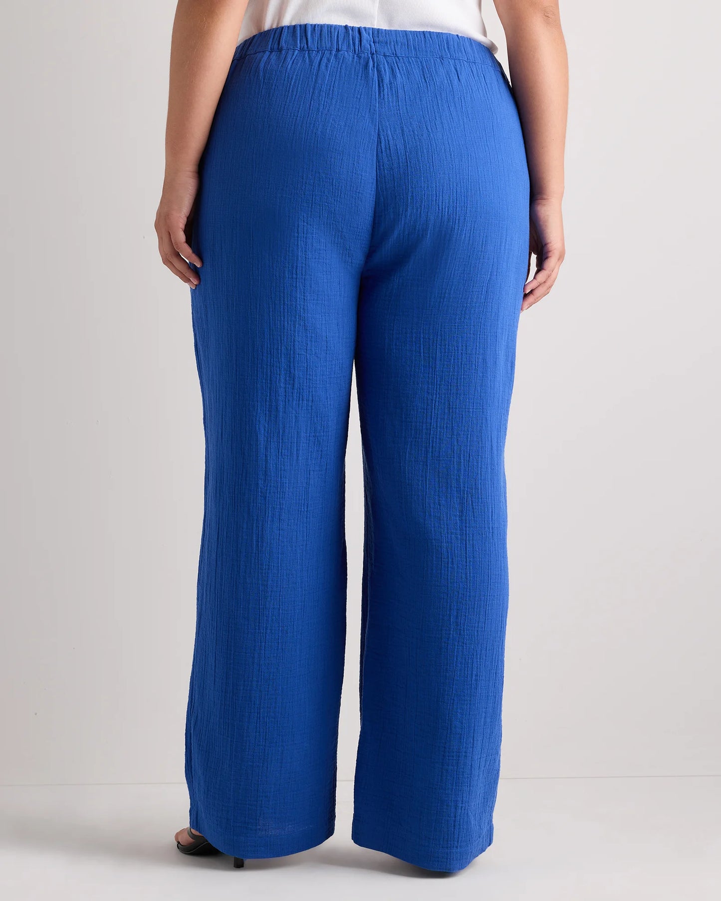 100% Organic Cotton Gauze Straight Leg Pants - 1X / Indigo Blue