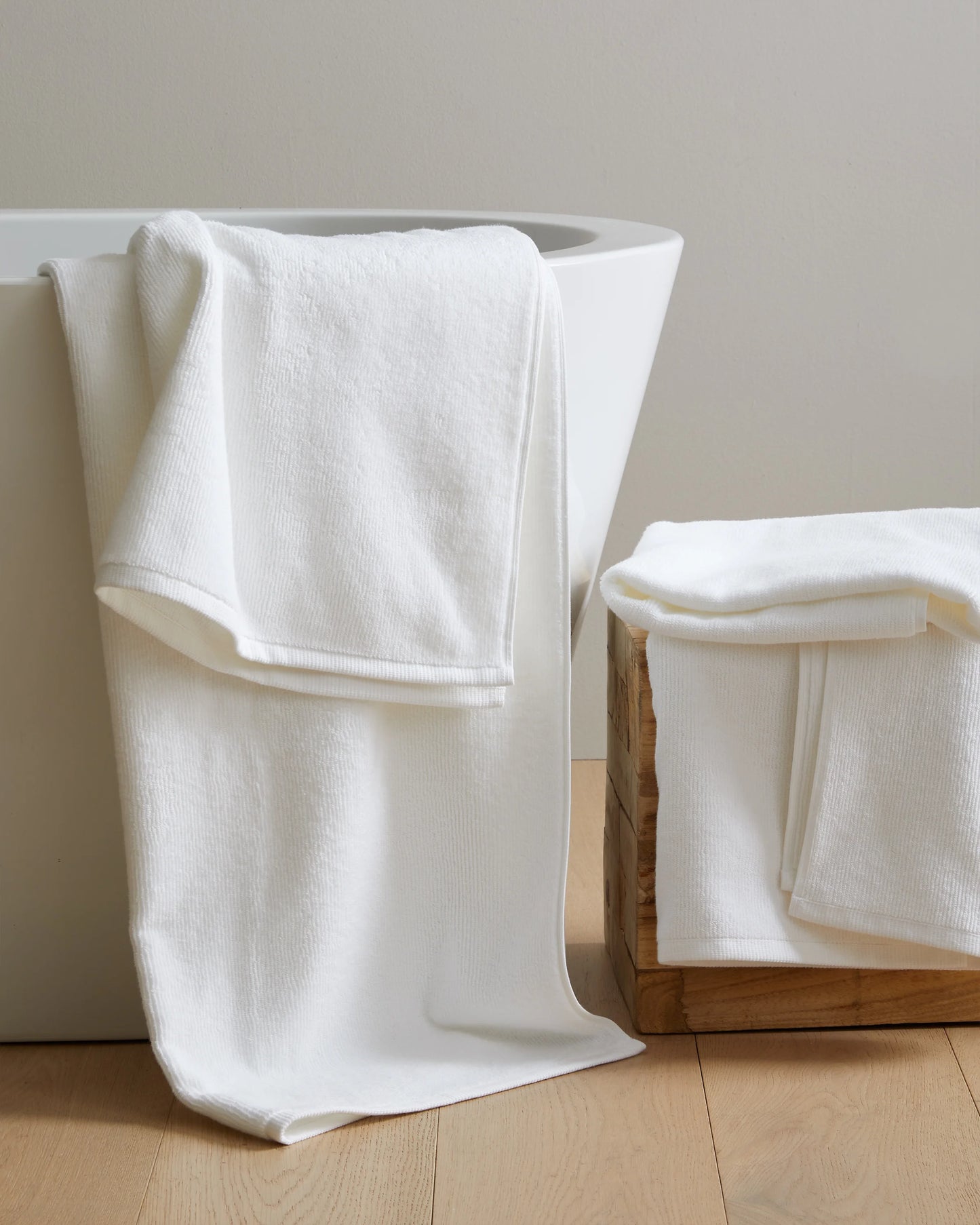 Turkish Ribbed Quick Dry Bath Towel (Set of 2) - One Size / Mineral