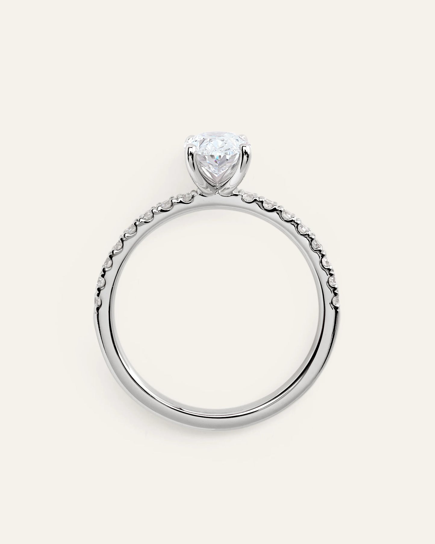 Lab Grown Diamond Oval Petite Pave Engagement Ring - 1ct - 4 / Yellow Gold