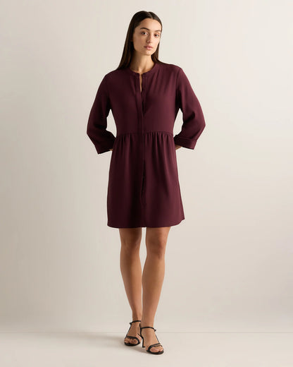 Fluid Crepe Shirt Dress - XS / Wine Tasting Red
