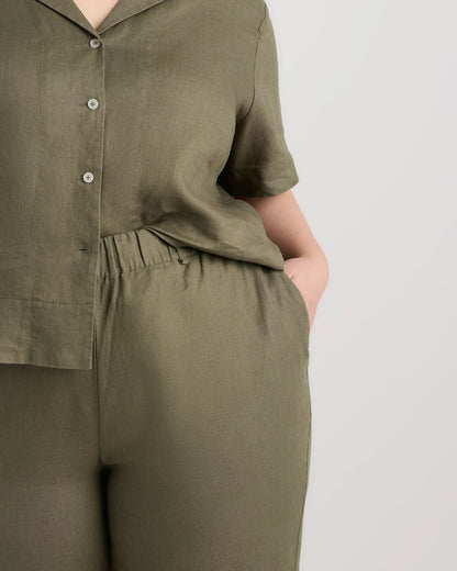 100% European Linen Pants - 1X / Bayberry Olive