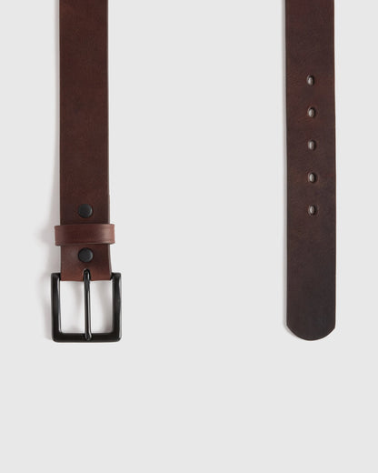 Adam Heritage Leather Jeans Belt - 30 / Bourbon