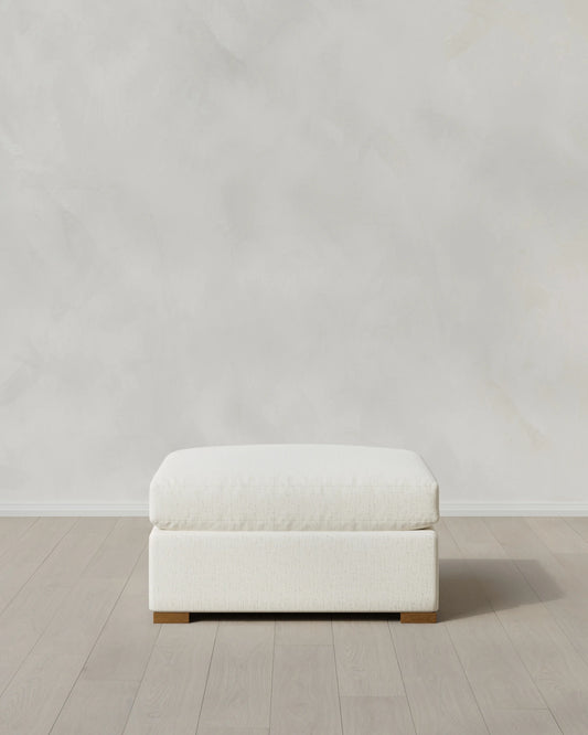 Hollis Slope Arm Ottoman in Performance Chenille Linen Blend - 37" / Snow