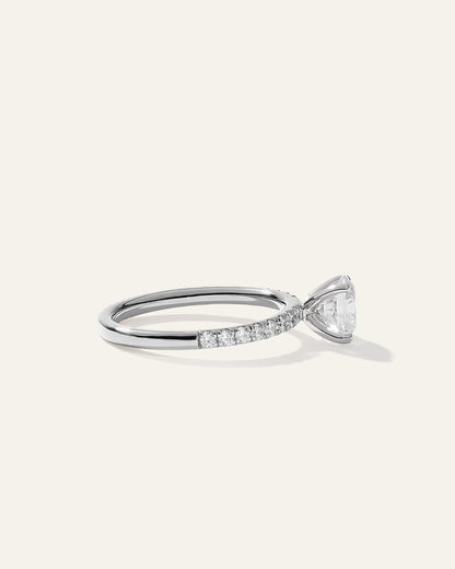 Lab Grown Diamond Round Petite Pave Engagement Ring - 1ct - 4 / Yellow Gold