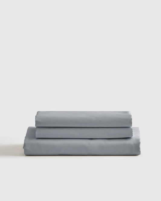 Luxury Organic Sateen Fitted Sheet Set - Cal King / Light Blue