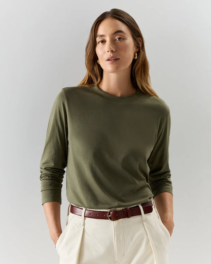 Cotton Modal Relaxed Long Sleeve Tee - XS / Black