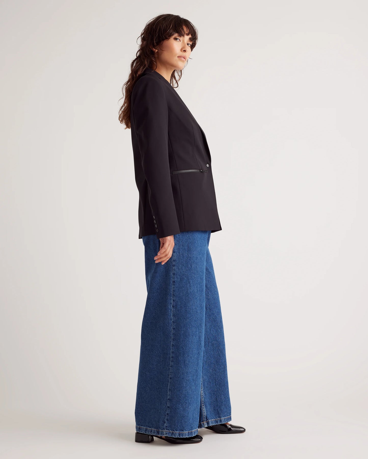 Scuba Single-Breasted Convertible Blazer - XS / True Black