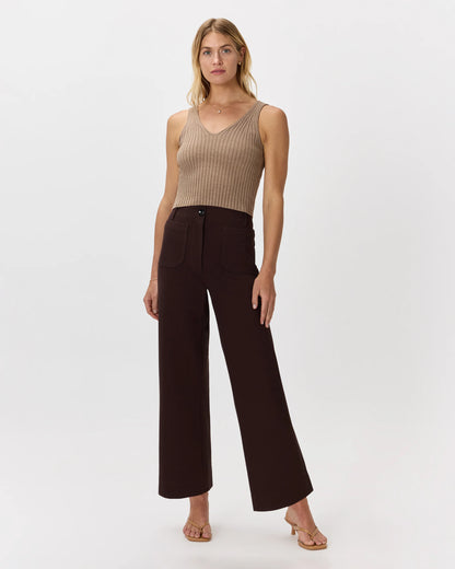 Ultra-Stretch Ponte Cropped Wide Leg Pants - 0 / Espresso