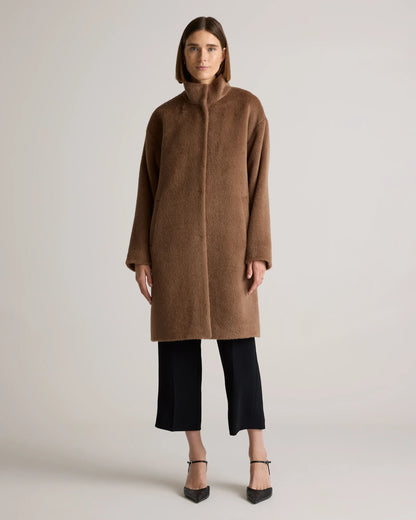 Alpaca-Wool Stand Collar Coat - XS / Rustic Brown