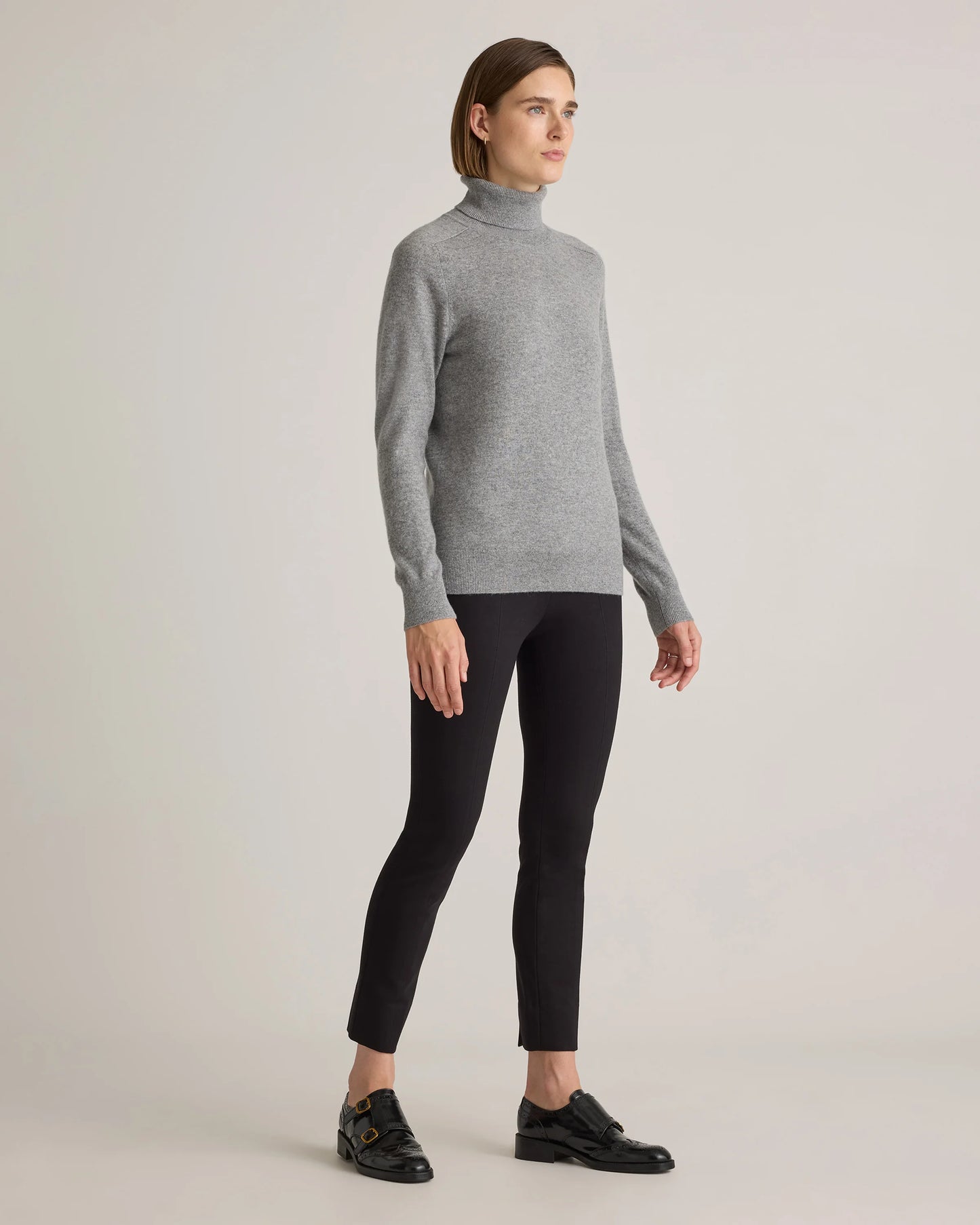 Mongolian Cashmere Turtleneck Sweater - XS / Heather Grey