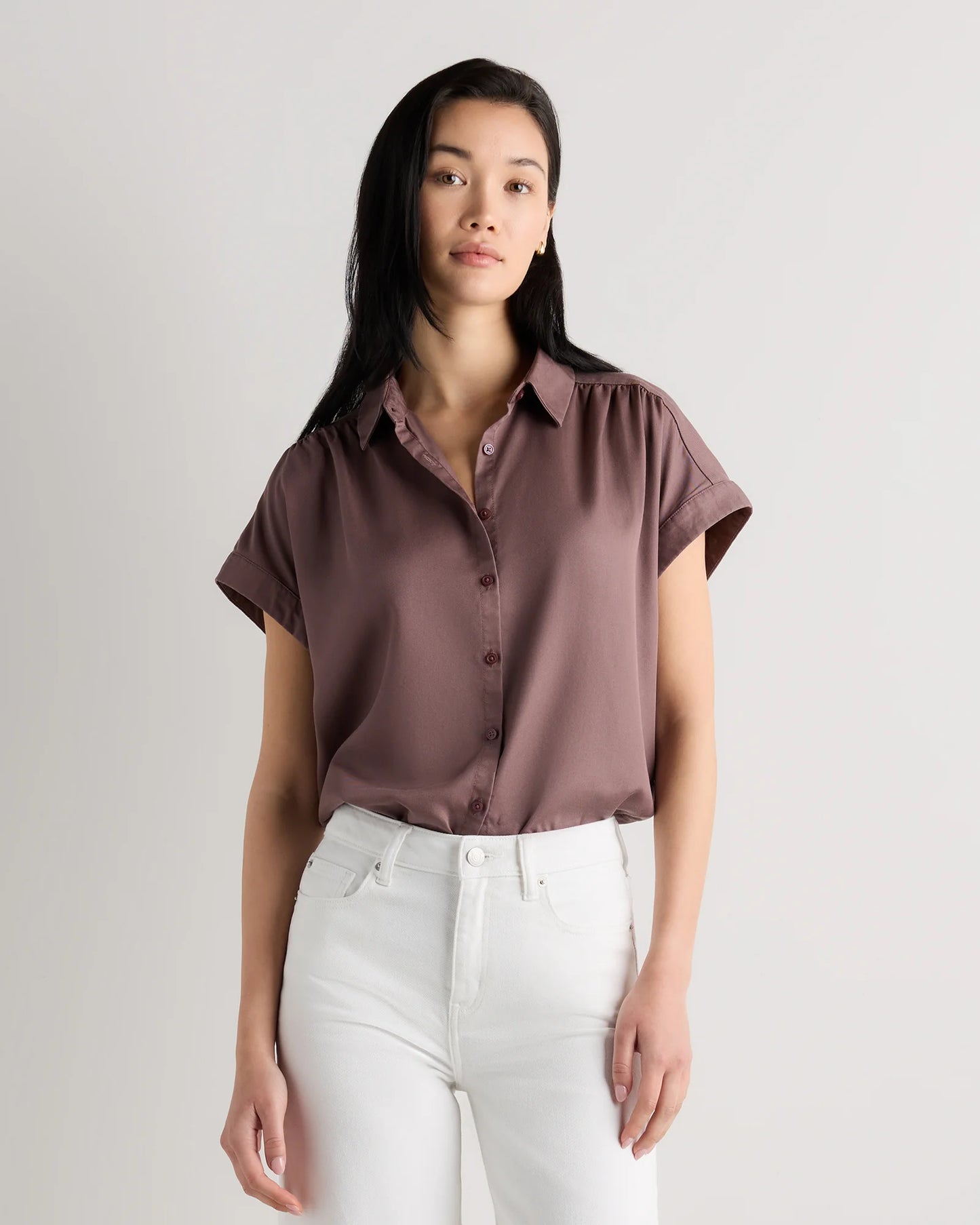 Vintage Wash Tencel Camp Shirt - XS / Taupe Brown