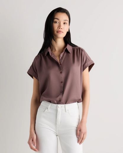Vintage Wash Tencel Camp Shirt - XS / Taupe Brown