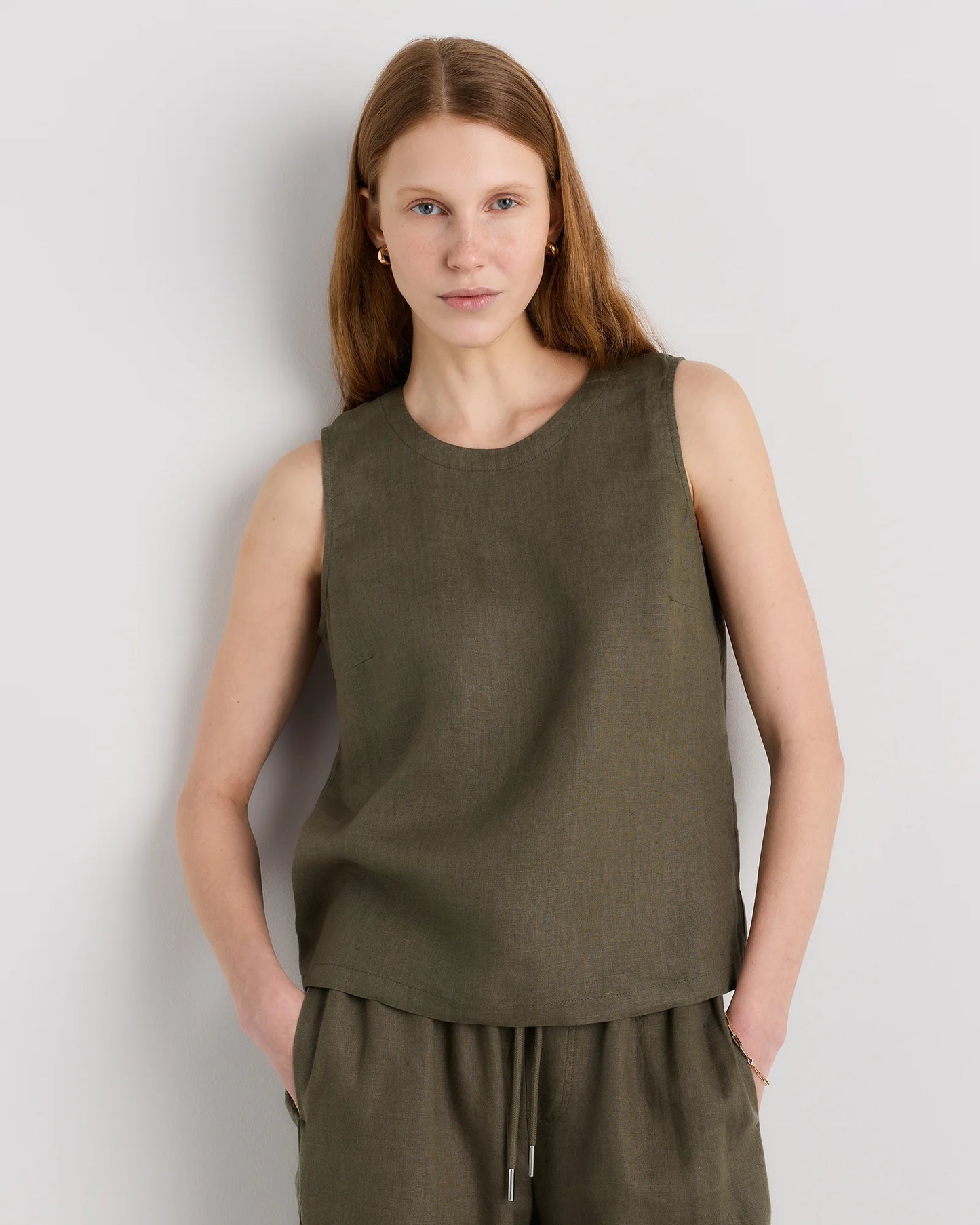 100% European Linen Tank - XS / Black