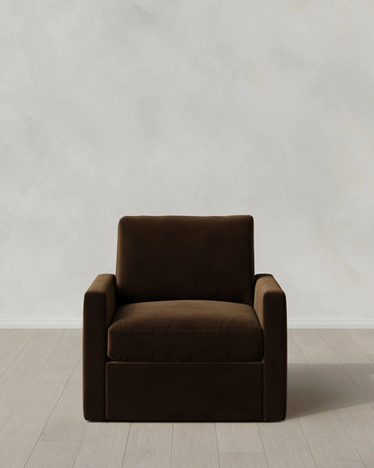 Brennan Swivel Chair in Performance Velvet - 32" / Rust