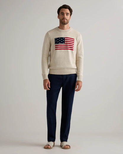 100% Organic Cotton Flag Sweater - S / Speckled Beige Flag