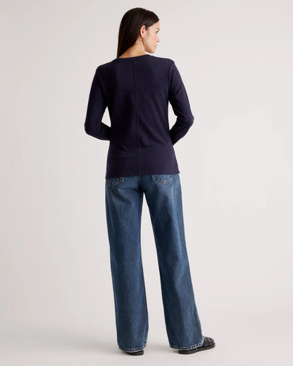 100% Organic Cotton Slub Long Sleeve Tee - XS / Smoked Thyme Green