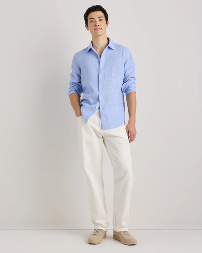 100% European Linen Relaxed Long Sleeve Shirt - XS / Flax
