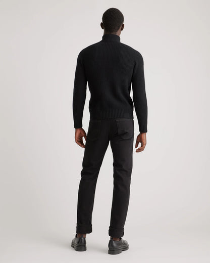 Mongolian Cashmere Fisherman Quarter Zip Sweater - S / Navy Marl