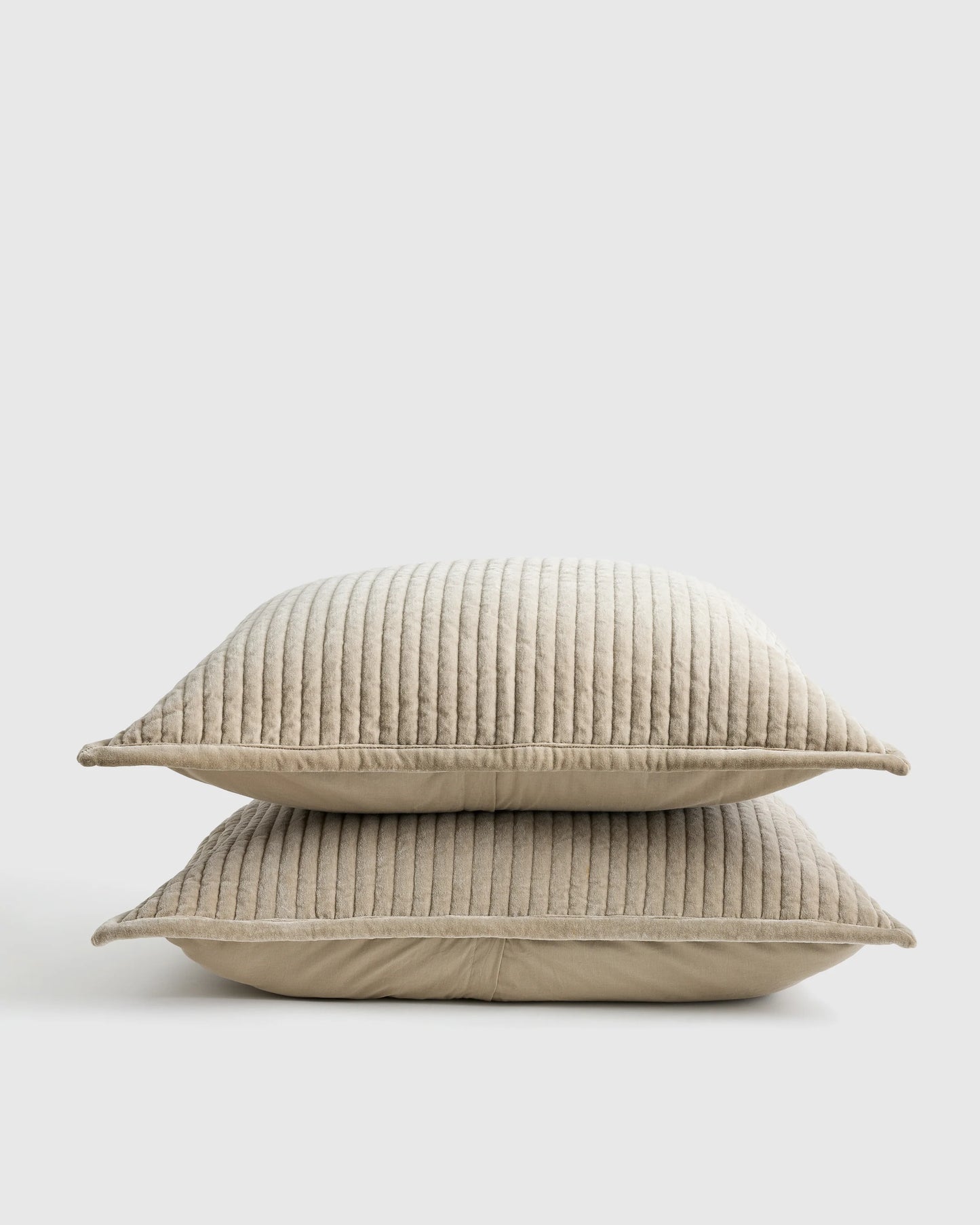 Cotton Velvet Channel Quilted Sham Set - Standard / Glacier Blue