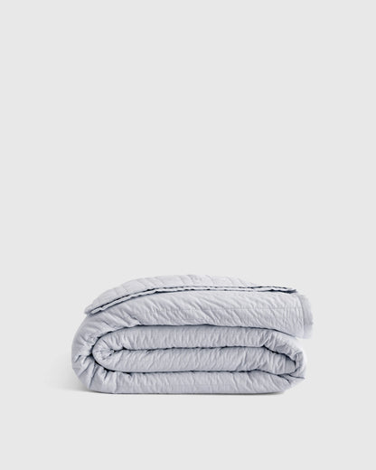 Organic Cotton Stripe Stitch Quilt - Twin / Light Blue