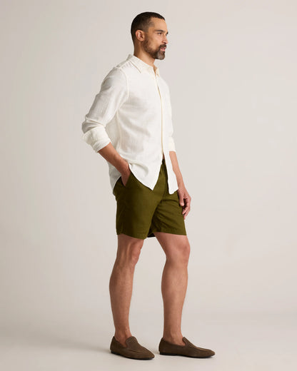 100% European Linen Shorts - 8" - S / Martini Olive