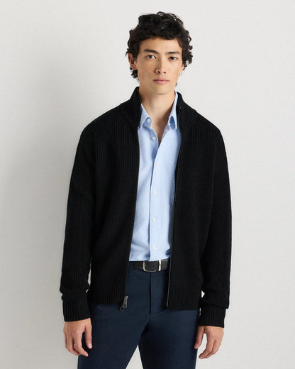 Australian Merino Wool Full Zip Sweater - S / Heather Bone