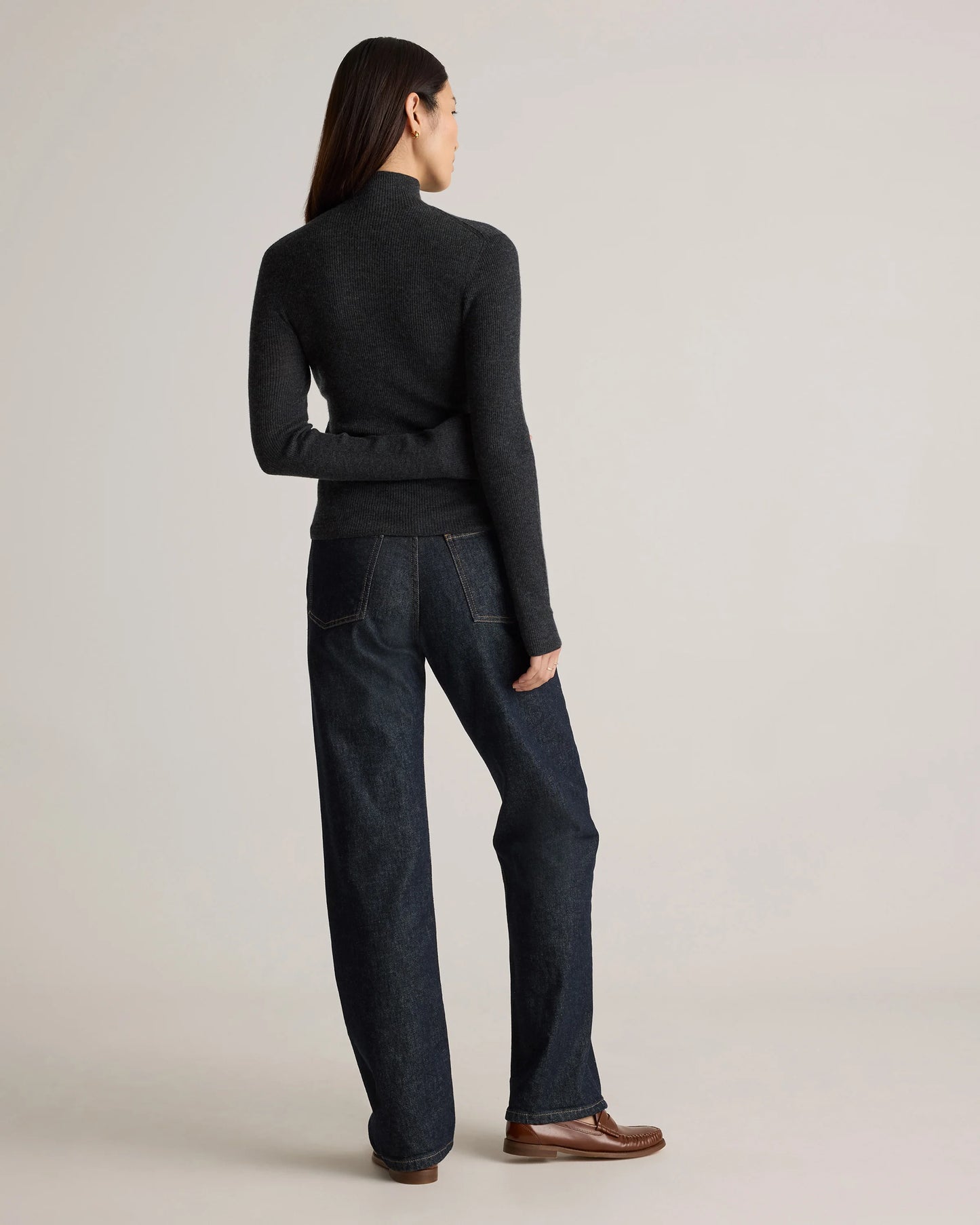 Featherweight Cashmere Ribbed Mockneck Sweater - XS / Deep Navy
