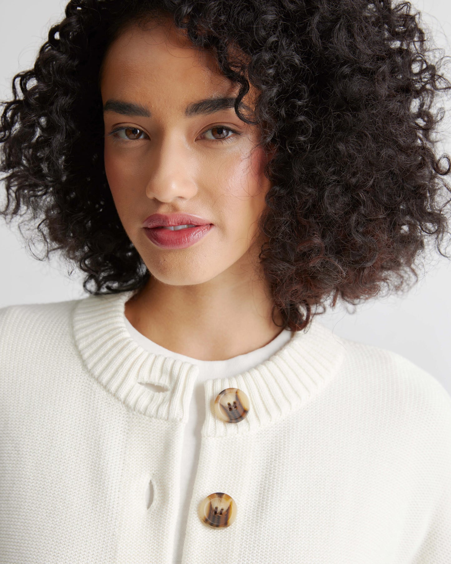 100% Organic Cotton Cropped Cardigan - XS / Heather Brown