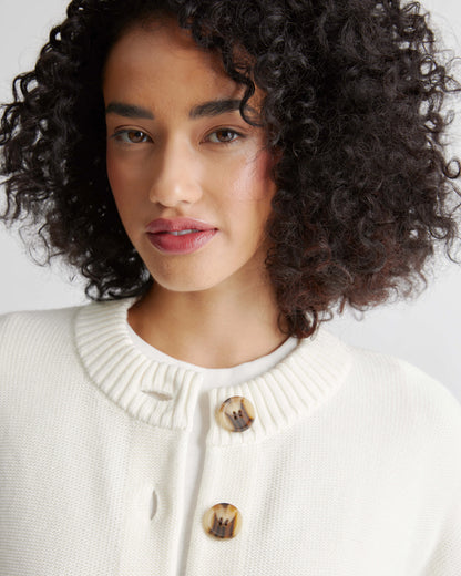 100% Organic Cotton Cropped Cardigan - XS / Heather Brown