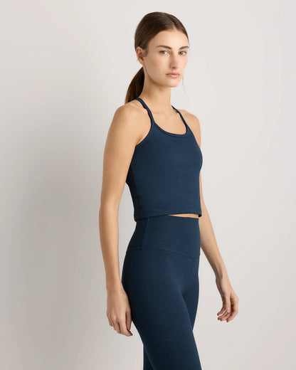 Ultra-Soft Y-Back Cropped Bra Tank - XS / Heather Black