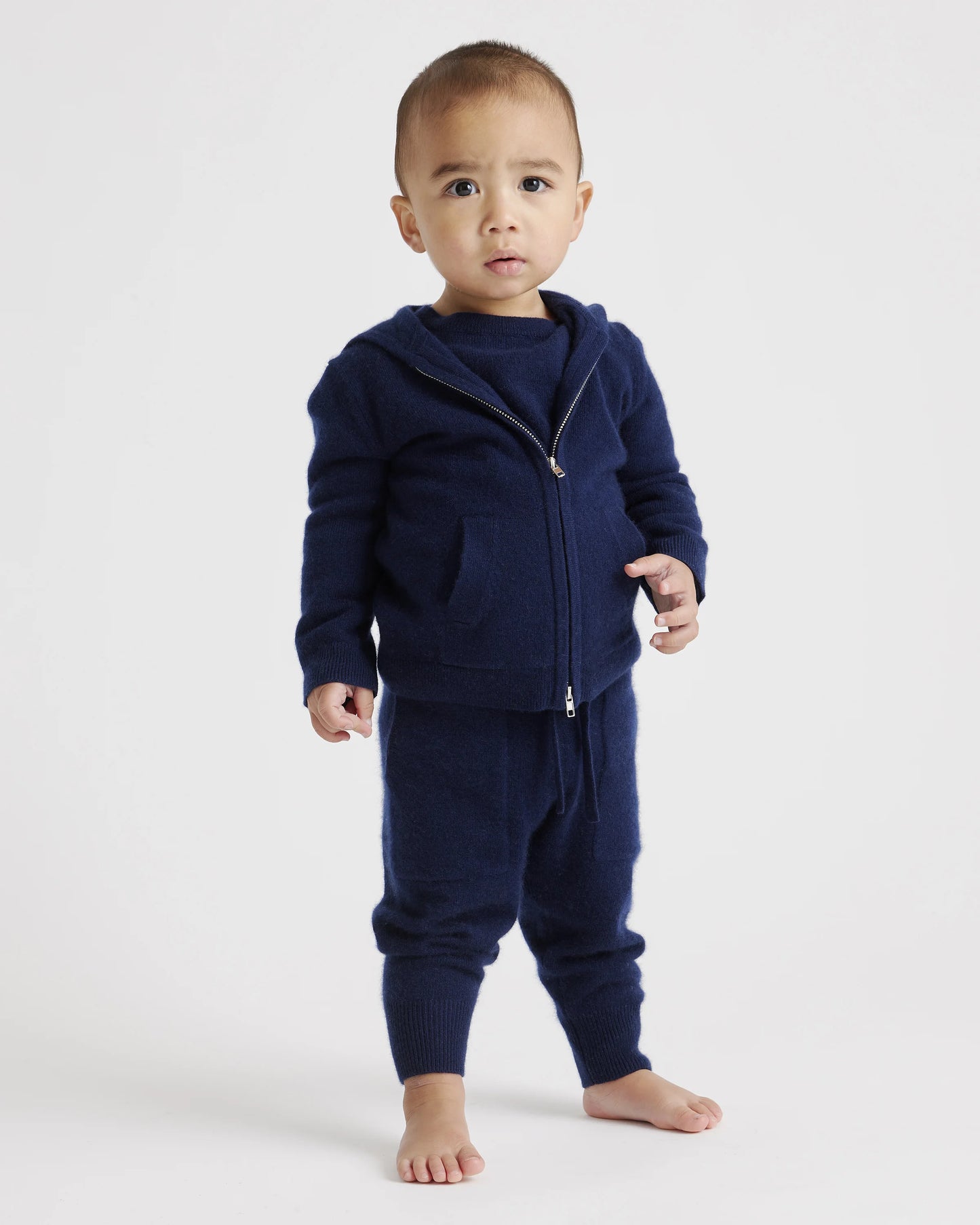 Washable Cashmere Full Zip Hoodie - 3-6M / True Navy