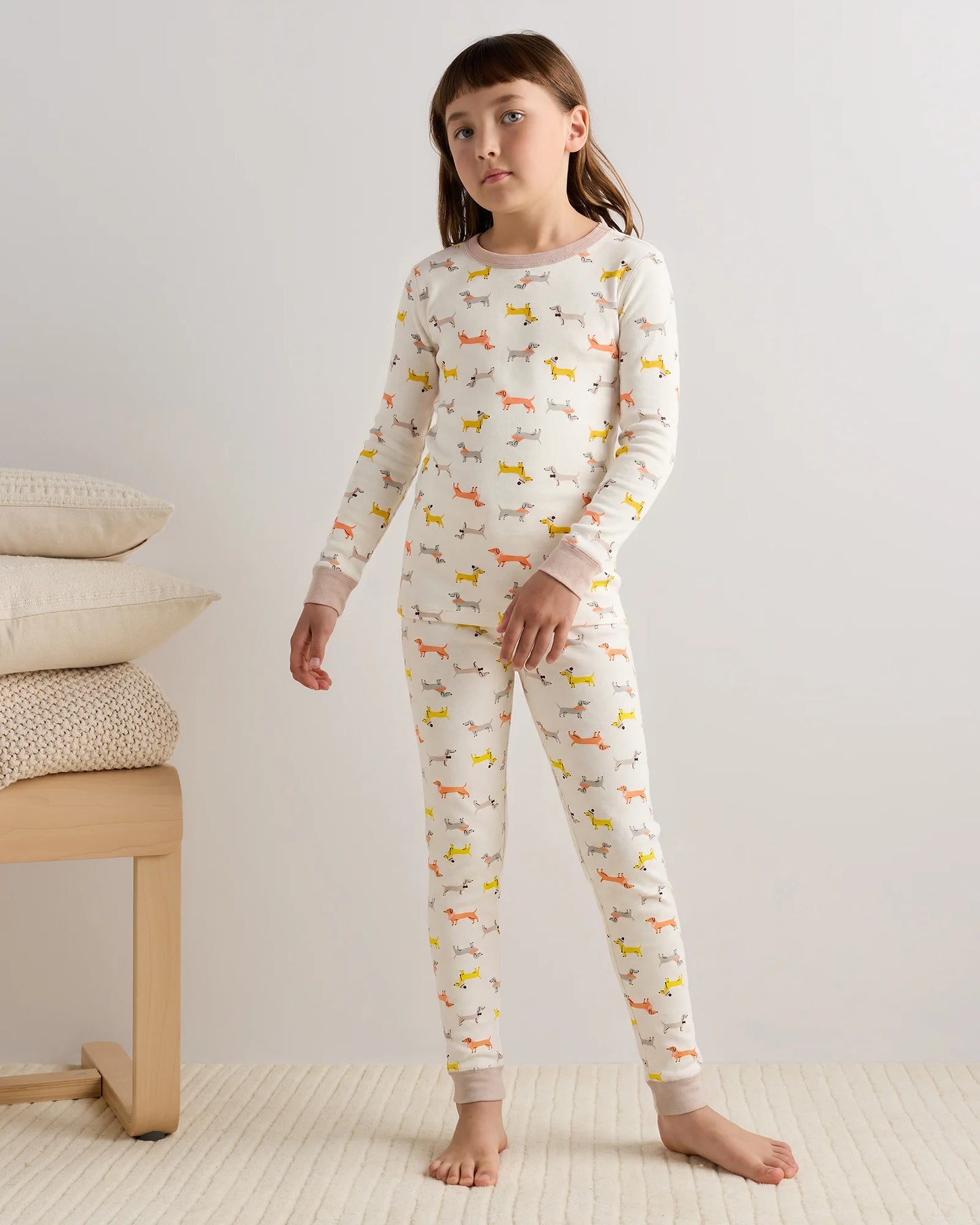 100% Organic Cotton Long Sleeve and Pant Pajama Set - 6 / Navy Stripe