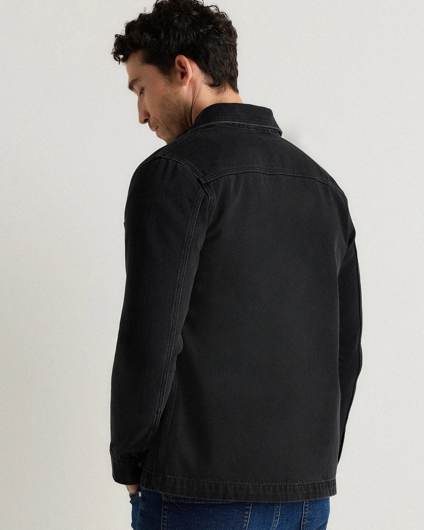 100% Organic Cotton Denim Chore Jacket - S / Dark Indigo