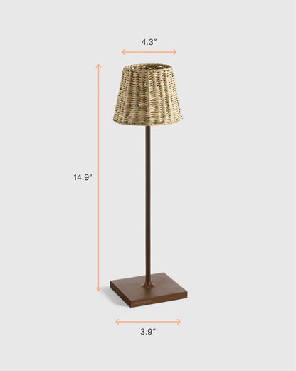 Poldina Pro Rechargeable Table Lamp with Seagrass Shade by Zafferano - Regular / White