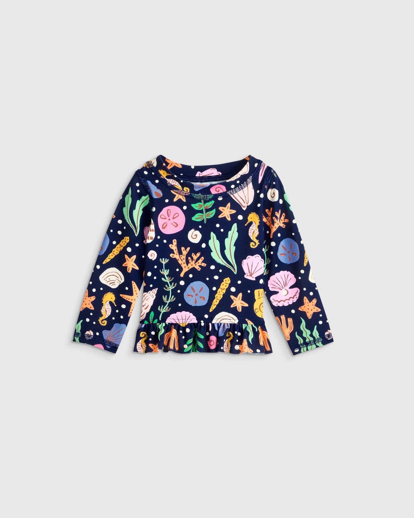 Long Sleeve Ruffle Rash Guard Two-Piece Swimsuit - 6-9M / Poolside Floral