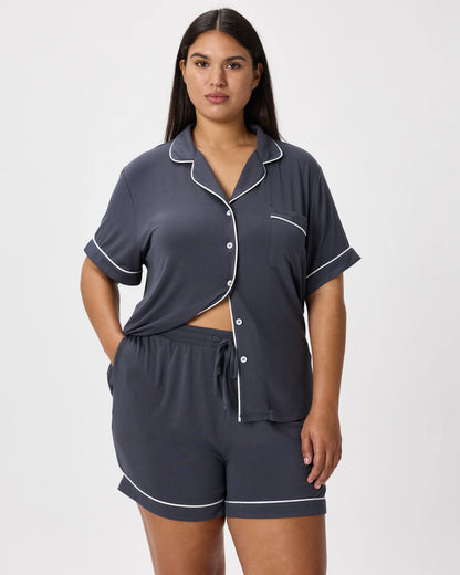 Bamboo Jersey Short Sleeve Pajama Set - XS / True Black