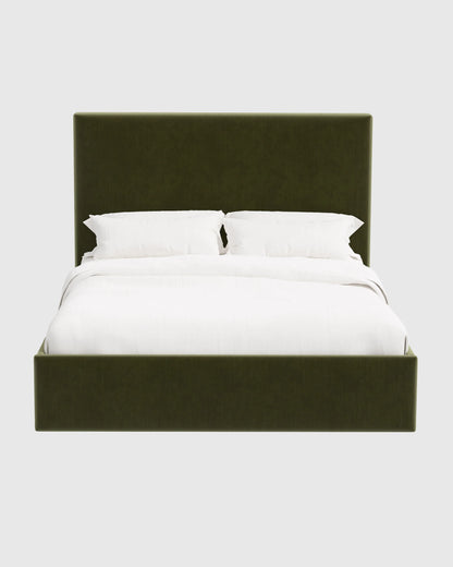 Square Bed in Performance Velvet - Full / Butterscotch