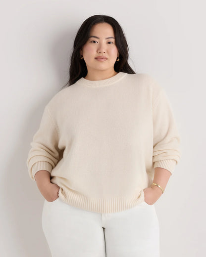 Mongolian Cashmere Oversized Crewneck Sweater - 1X / Oatmeal
