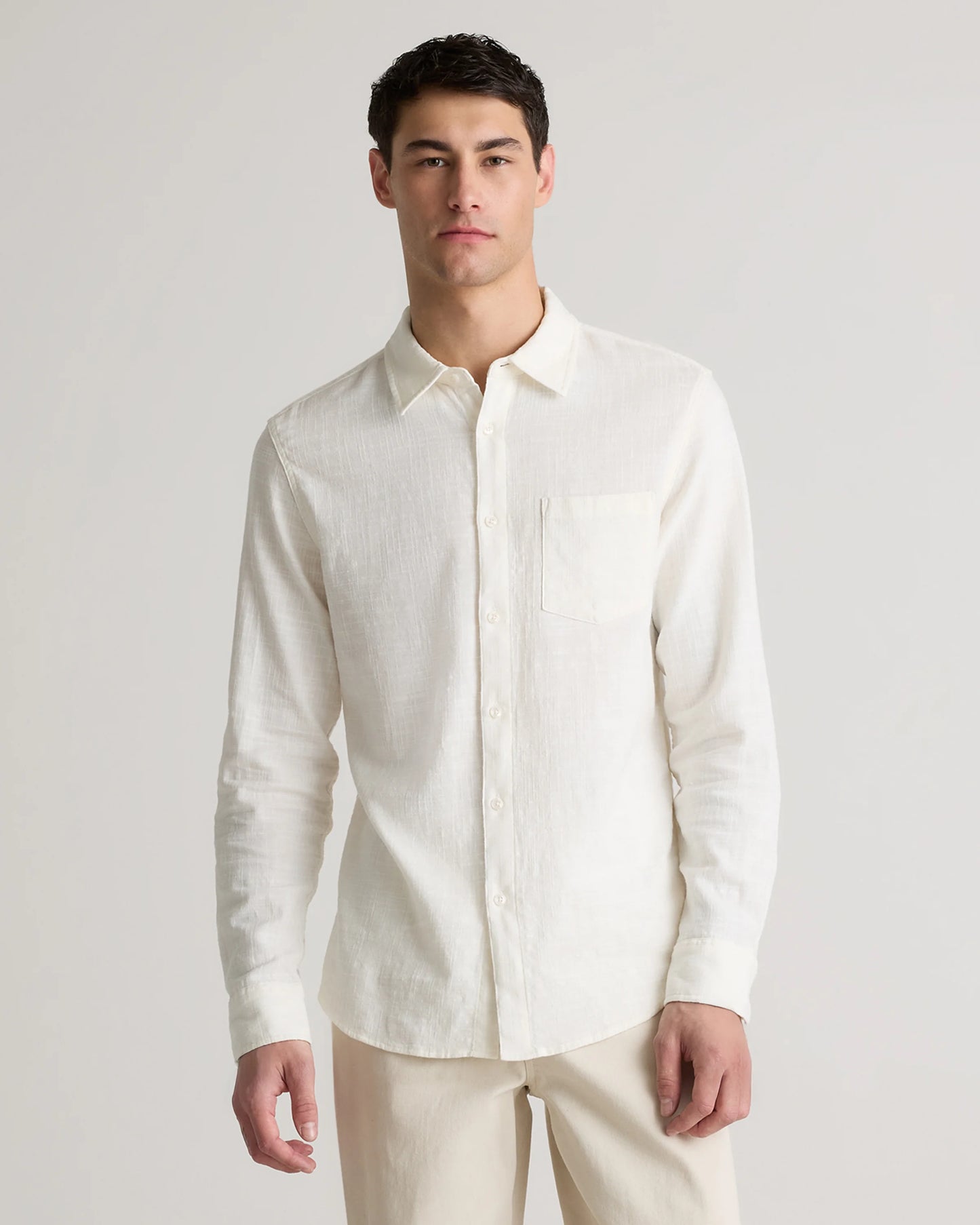 Organic Cotton Stretch Selvage Shirt - S / Mini Blue Stripe