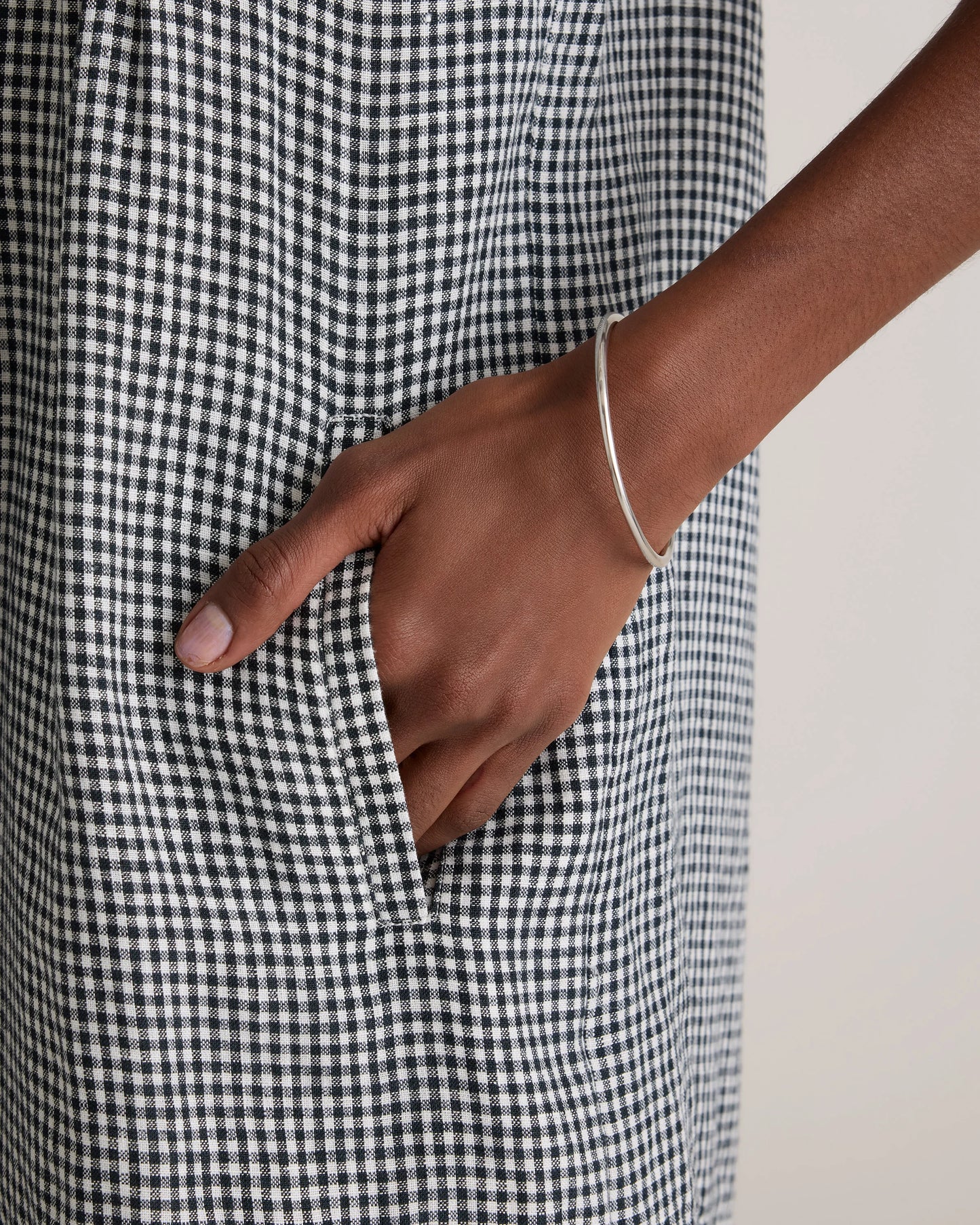 100% European Linen Sleeveless Swing Dress - XS / Classic Mini Gingham
