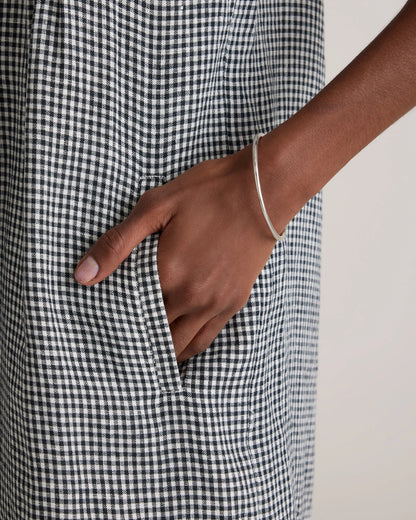 100% European Linen Sleeveless Swing Dress - XS / Classic Mini Gingham