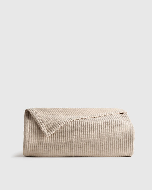 Organic Ribbed Cotton Coverlet - Twin / Toffee
